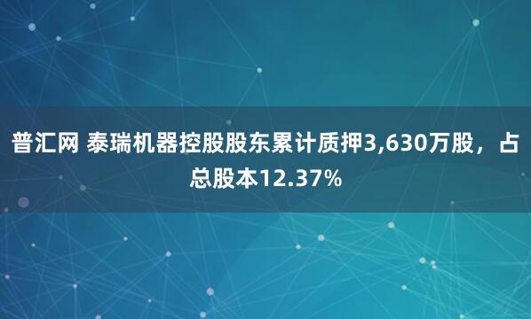 普汇网 泰瑞机器控股股东累计质押3,630万股，占总股本12.37%