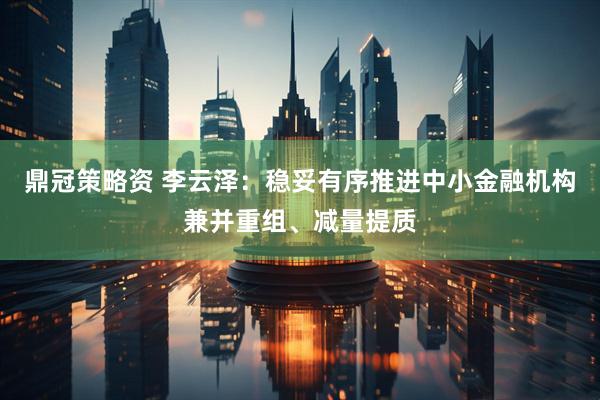 鼎冠策略资 李云泽:稳妥有序推进中小金融机构兼并重组、减量提质